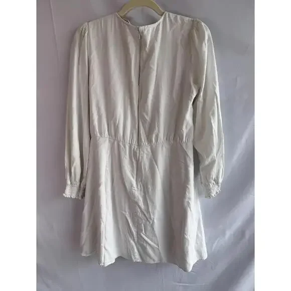 Michael Kors White Linen Tie Front Dress Size M with Zipper Chipping - Picture 5 of 11